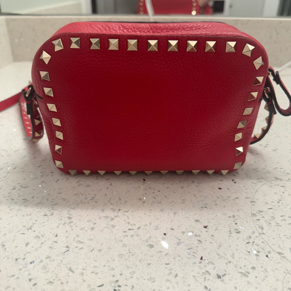 Valentino Red Gold Studded Crossbody Bag - Picture 3 of 5